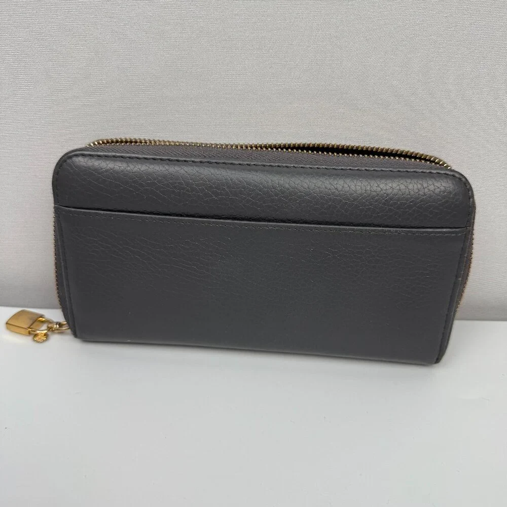 Dolce & Gabbana Grey Zip Around Wallet Gold HW - Picture 2 of 3